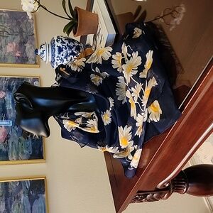 Navy Blue daisy scarf